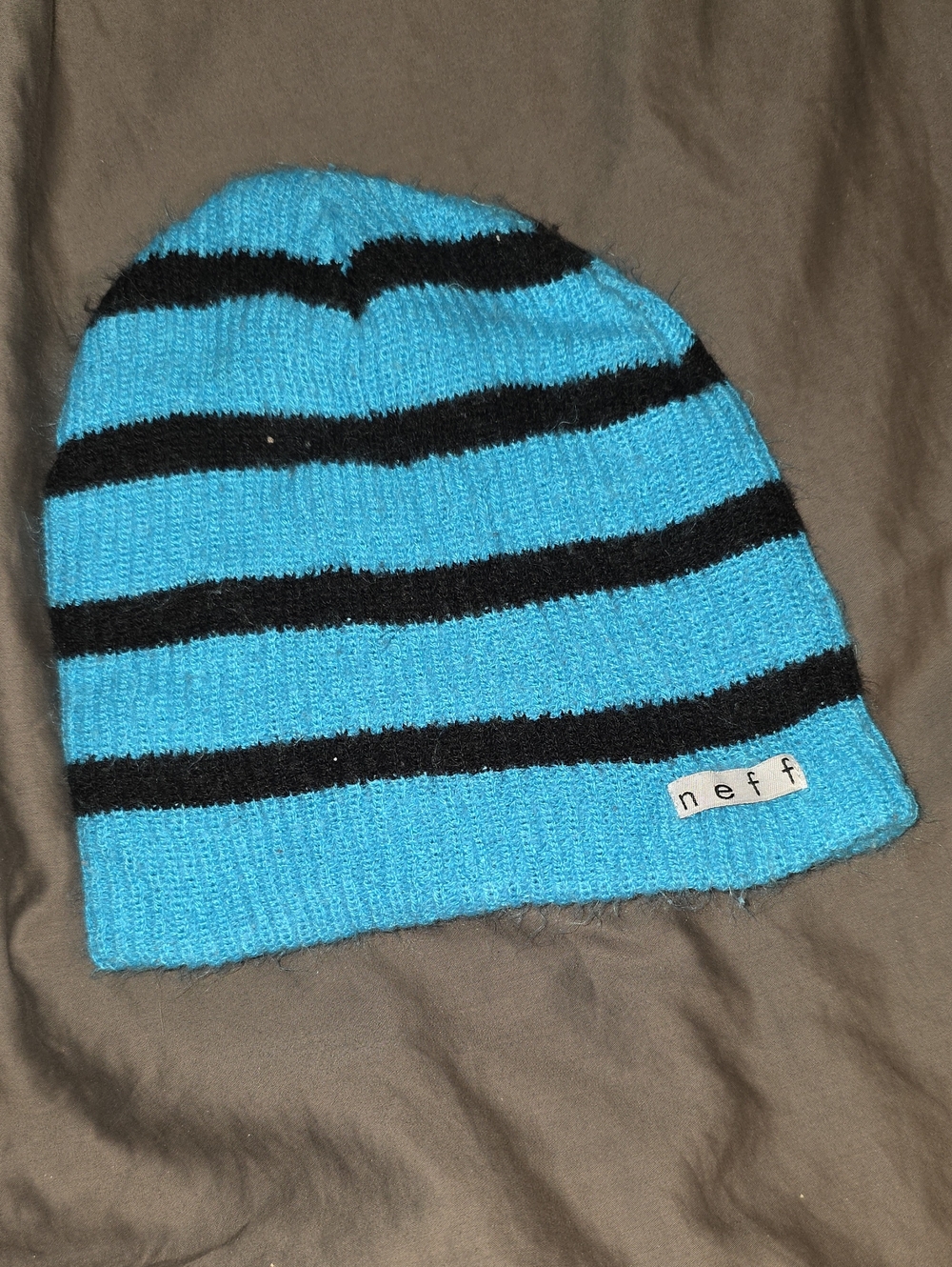 Neff Aqua & Black Striped Beanie